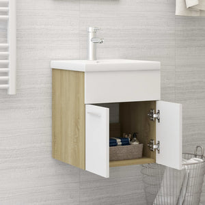 Mobile Lavabo Integrato Bianco Rovere Sonoma Legno Multistrato 3071266