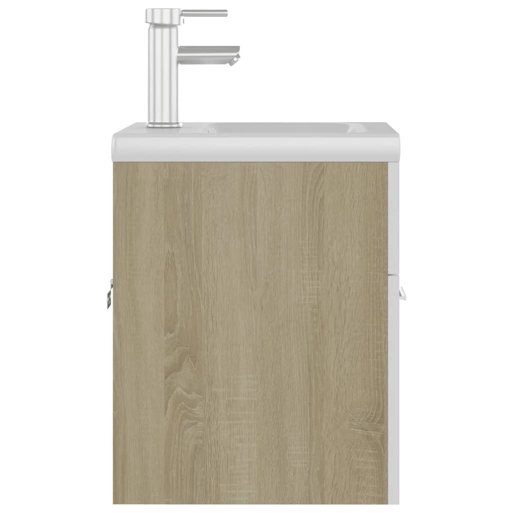 Mobile Lavabo Integrato Bianco Rovere Sonoma Legno Multistrato 3071266