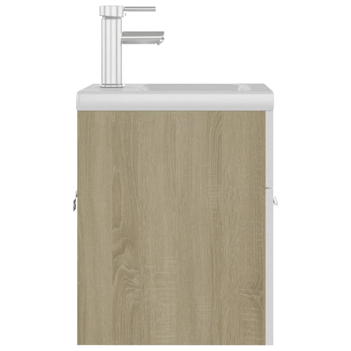 Mobile Lavabo Integrato Bianco Rovere Sonoma Legno Multistrato 3071266