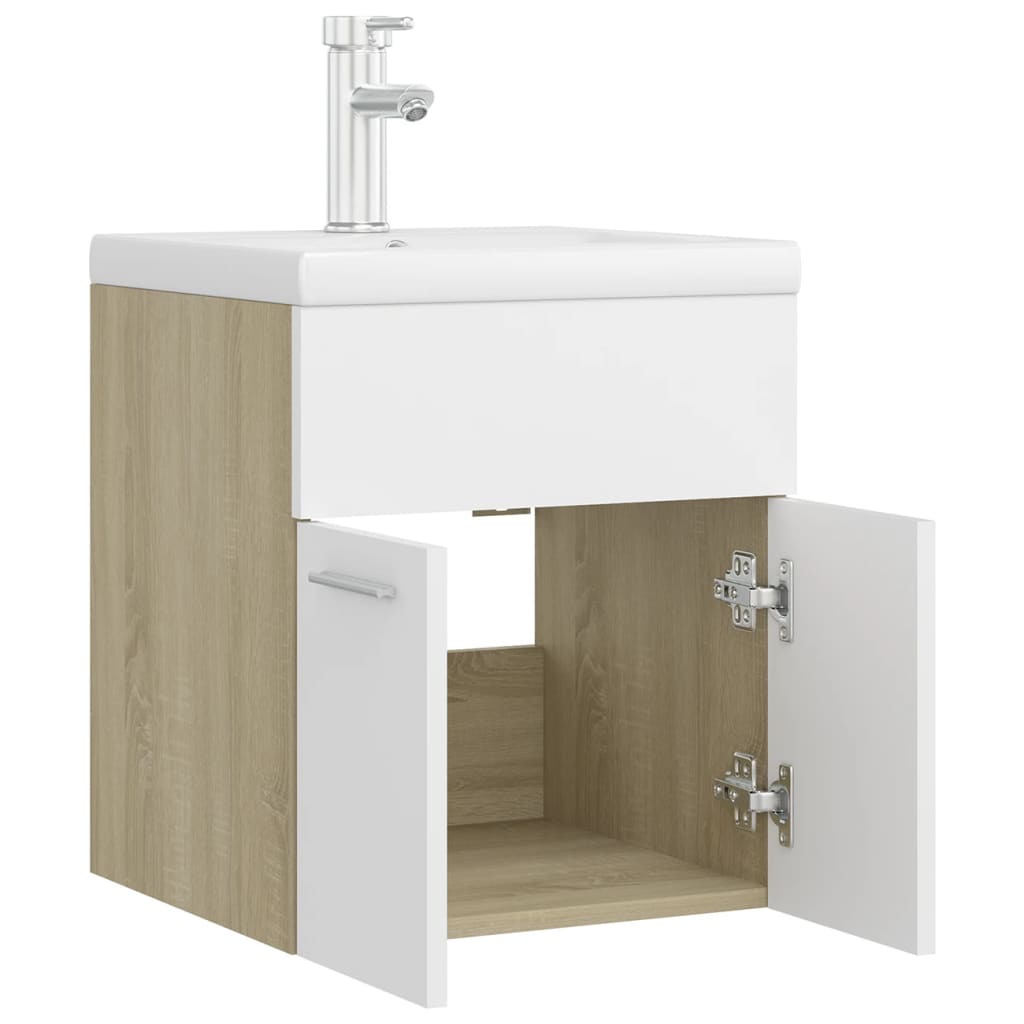 Mobile Lavabo Integrato Bianco Rovere Sonoma Legno Multistrato 3071266