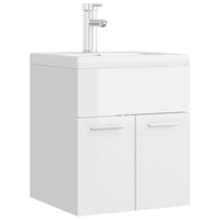 Mobile con Lavabo Integrato Bianco Lucido in Legno Multistrato 3071267