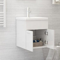 Mobile con Lavabo Integrat-Armadietto da Cucina-Lavandinoo Bianco Lucido in Legno Multistrato 623664