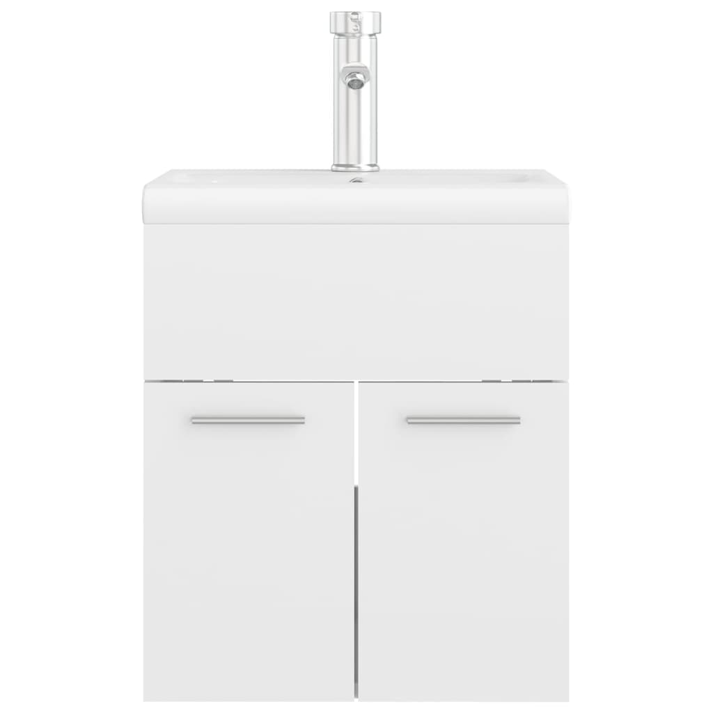 Mobile con Lavabo Integrato Bianco Lucido in Legno Multistrato 3071267