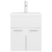Mobile con Lavabo Integrat-Armadietto da Cucina-Lavandinoo Bianco Lucido in Legno Multistrato 623664