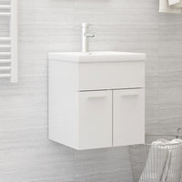 Mobile con Lavabo Integrat-Armadietto da Cucina-Lavandinoo Bianco Lucido in Legno Multistrato 623664