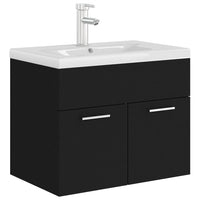 Mobile con Lavabo Integrat-Armadietto da Cucina-Lavandinoo Nero in Legno Multistrato 124603