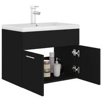 Mobile con Lavabo Integrato Nero in Legno Multistrato 3071271