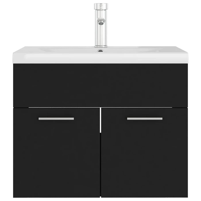 Mobile con Lavabo Integrato Nero in Legno Multistrato 3071271