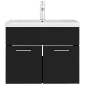 Mobile con Lavabo Integrat-Armadietto da Cucina-Lavandinoo Nero in Legno Multistrato 124603