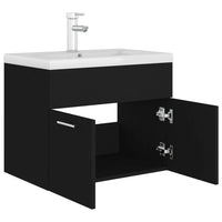 Mobile con Lavabo Integrat-Armadietto da Cucina-Lavandinoo Nero in Legno Multistrato 124603
