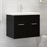 Mobile con Lavabo Integrato Nero in Legno Multistrato 3071271