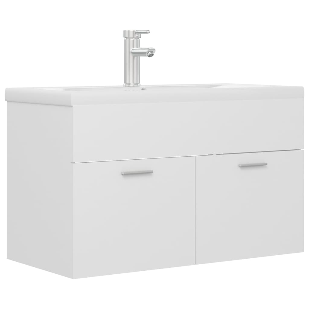 Mobile con Lavabo Integrat-Armadietto da Cucina-Lavandinoo Bianco in Legno Multistrato 350956