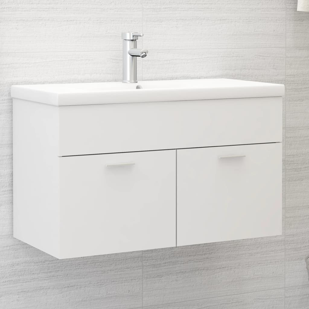 Mobile con Lavabo Integrato Bianco in Legno Multistrato 3071279