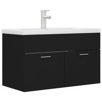 Mobile con Lavabo Integrat-Armadietto da Cucina-Lavandinoo Nero in Legno Multistrato 768316