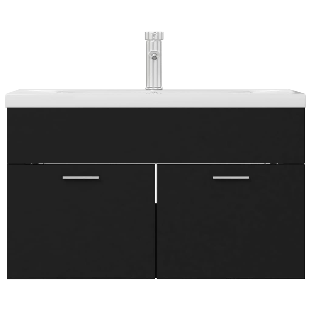 Mobile con Lavabo Integrato Nero in Legno Multistrato 3071280