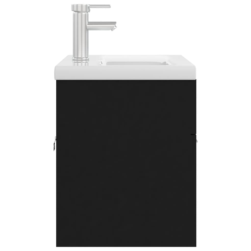 Mobile con Lavabo Integrato Nero in Legno Multistrato 3071280