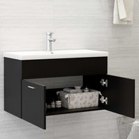 Mobile con Lavabo Integrat-Armadietto da Cucina-Lavandinoo Nero in Legno Multistrato 768316