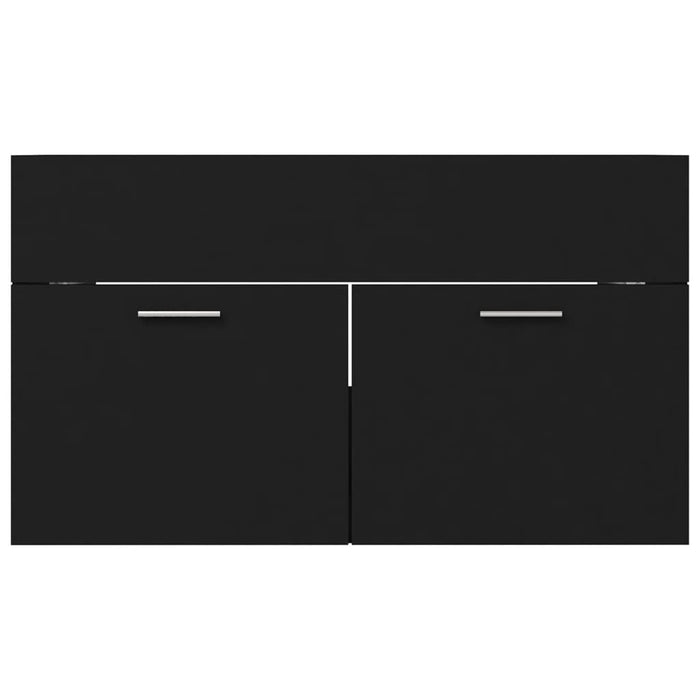 Mobile con Lavabo Integrato Nero in Legno Multistrato 3071280