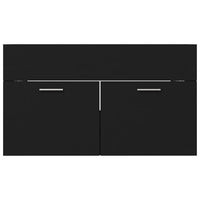 Mobile con Lavabo Integrato Nero in Legno Multistrato