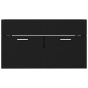 Mobile con Lavabo Integrato Nero in Legno Multistrato