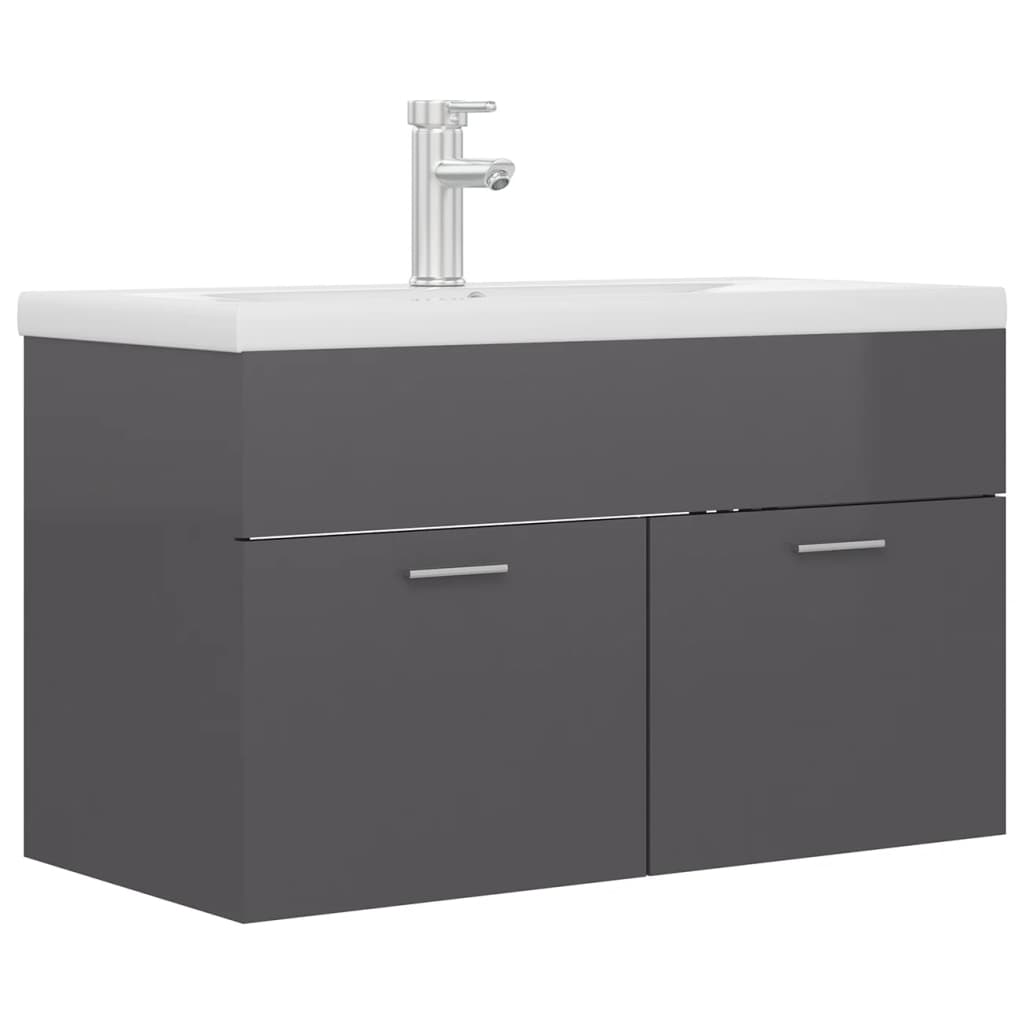 Mobile Bagno con Lavabo Integrato Grigio Lucido in Truciolato 3071287