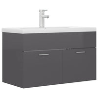 Mobile Bagno con Lavabo Integrato Grigio Lucido in Truciolato 3071287