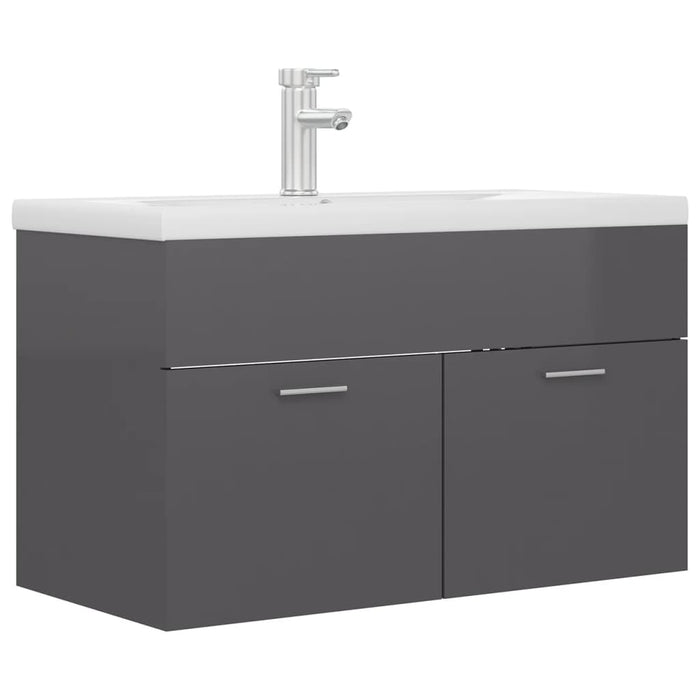Mobile Bagno con Lavabo Integrato Grigio Lucido in Truciolato 3071287