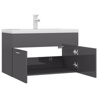 Mobile Bagno con Lavabo Integrato Grigio Lucido in Truciolato 3071287