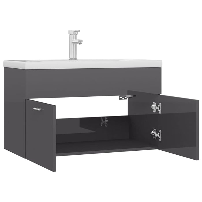 Mobile Bagno con Lavabo Integrato Grigio Lucido in Truciolato 3071287