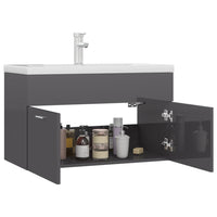 Mobile Bagno con Lavabo Integrato Grigio Lucido in Truciolato 3071287