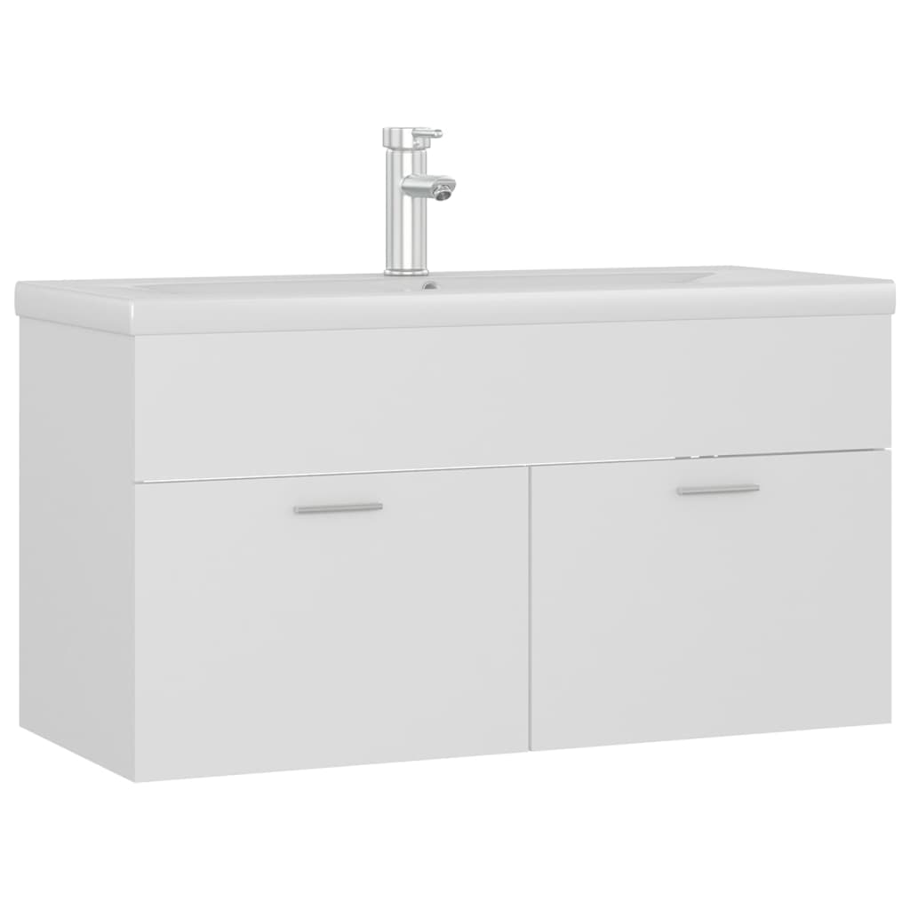 Mobile con Lavabo Integrat-Armadietto da Cucina-Lavandinoo Bianco in Legno Multistrato 392280