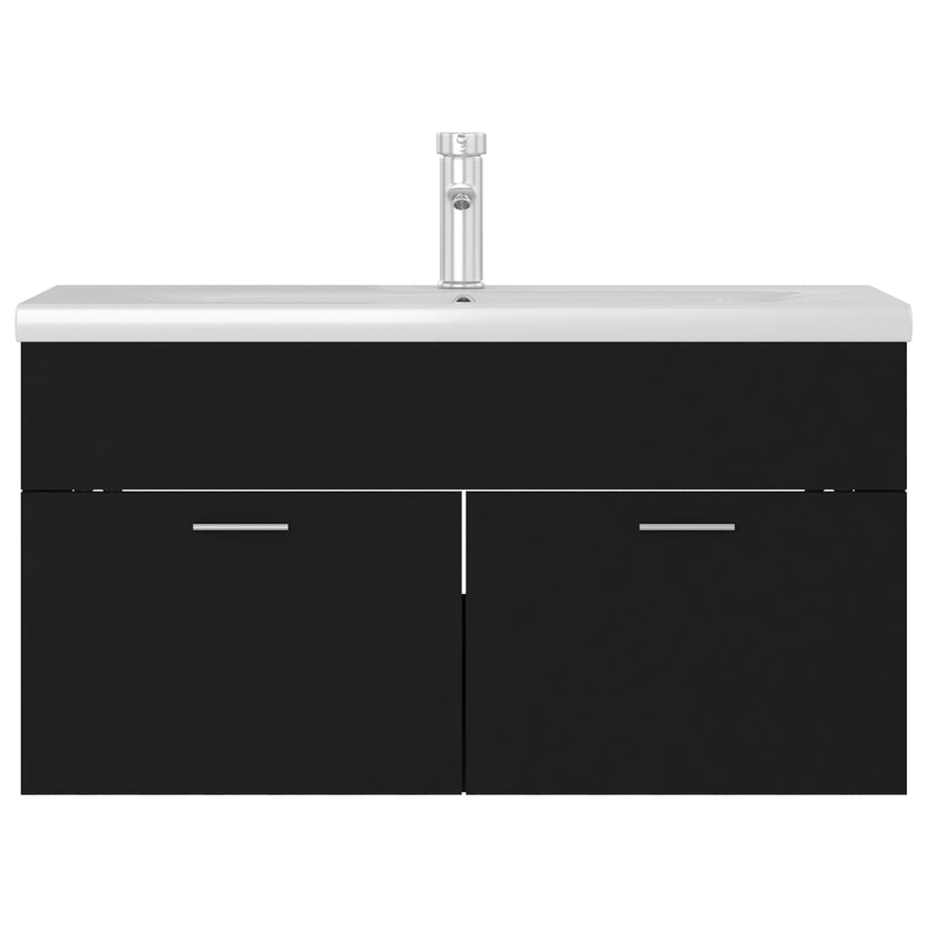 Mobile lavabo con lavabo integrato 91 x 39 x 18 cm in truciolare nero 02_0006514