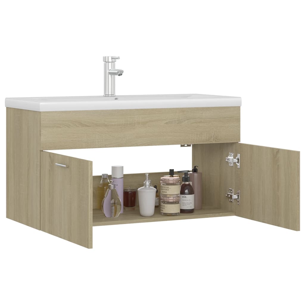 Mobile con Lavabo Integrato Rovere Sonoma in Legno Multistrato 3071291
