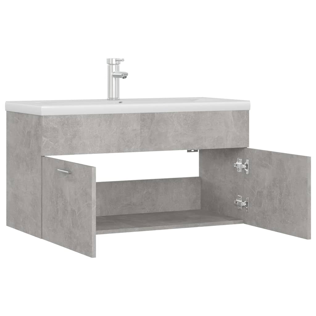 Mobile con Lavabo Integrato Grigio Cemento in Legno Multistrato 3071292