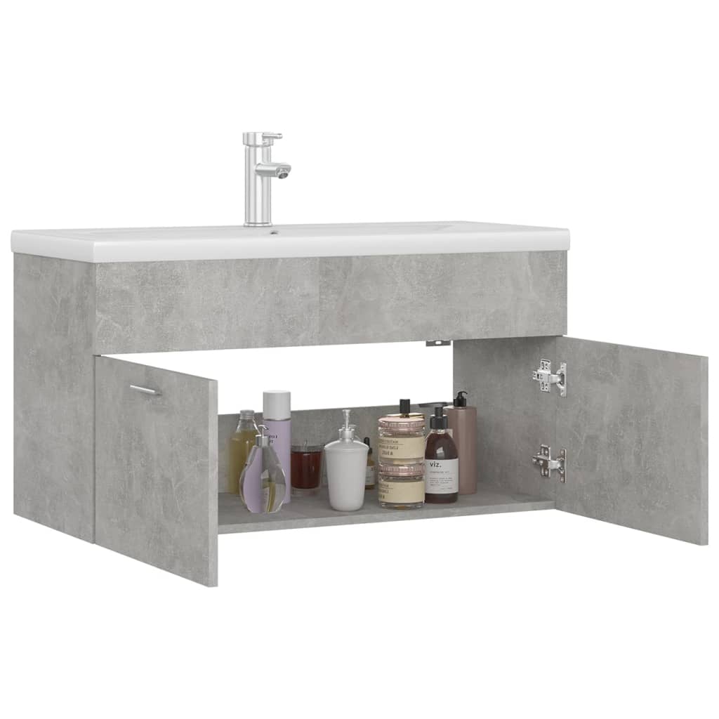 Mobile con Lavabo Integrato Grigio Cemento in Legno Multistrato 3071292
