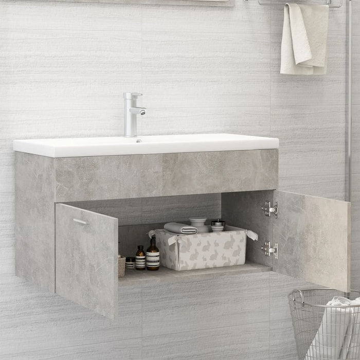 Mobile con Lavabo Integrato Grigio Cemento in Legno Multistrato 3071292