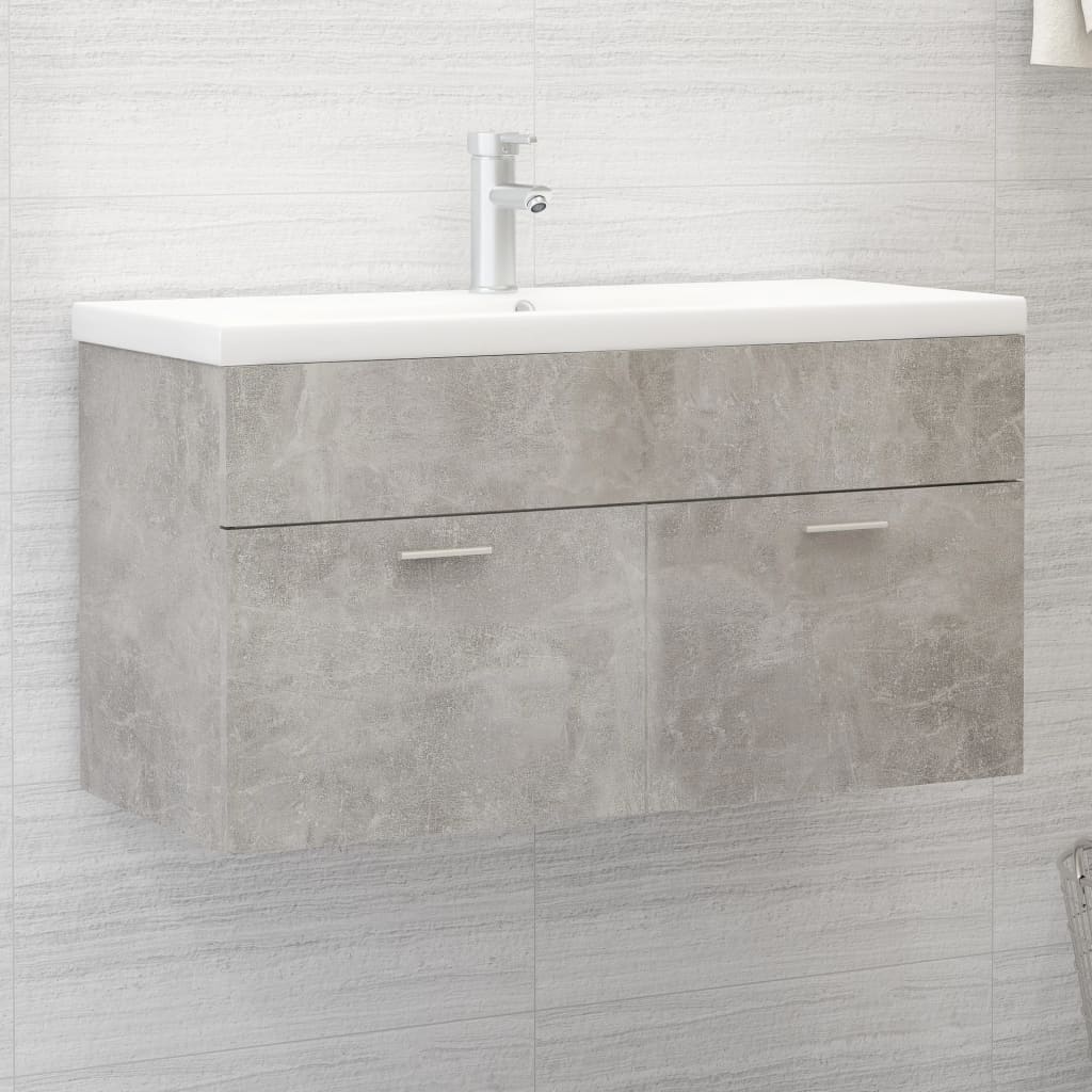 Mobile con Lavabo Integrato Grigio Cemento in Legno Multistrato 3071292
