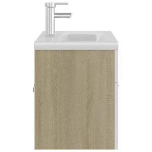 Mobile Lavabo Integrato Bianco Rovere Sonoma Legno Multistrato 3071293