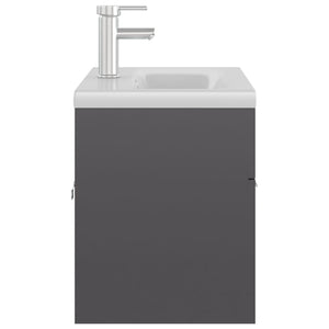 Mobile con Lavabo Integrato Grigio Lucido in Legno Multistrato 3071296