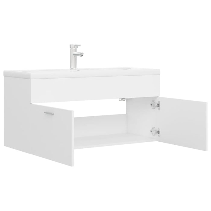 vidaXL Mobile Bagno con Lavabo Integrato Bianco in Legno Multistrato