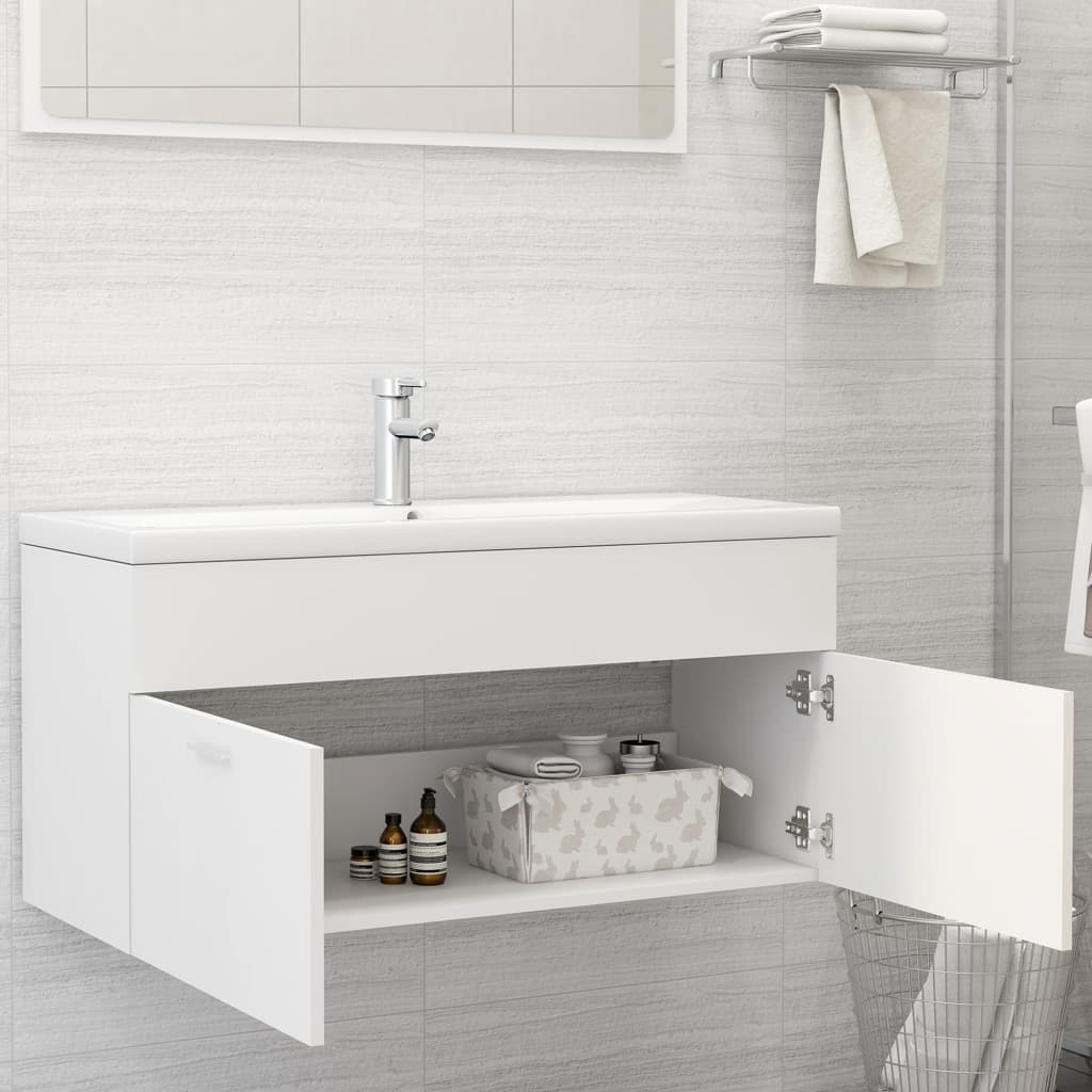 Mobile Bagno con Lavabo Integrato Bianco in Legno Multistrato 3071297