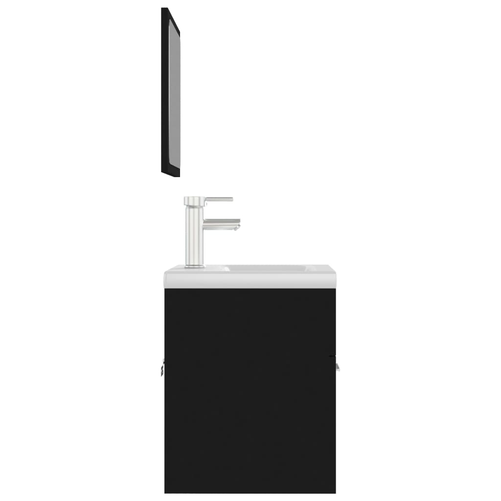 Set Mobili da Bagno Nero in Legno Multistrato