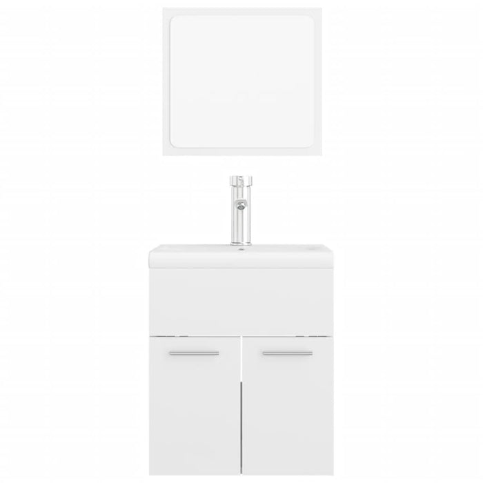 Set Mobili da Bagno Bianco Lucido in Legno Multistrato 3071312
