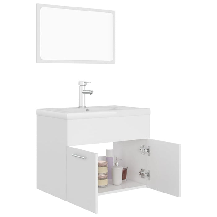 Set Mobili da Bagno Bianco in Legno Multistrato 3071315
