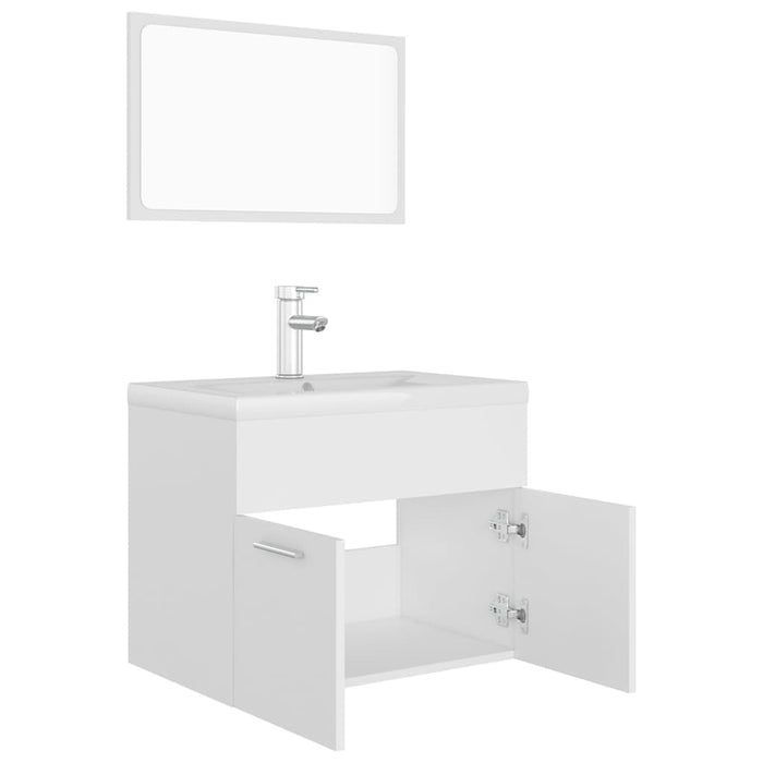 Set Mobili da Bagno Bianco in Legno Multistrato 3071315
