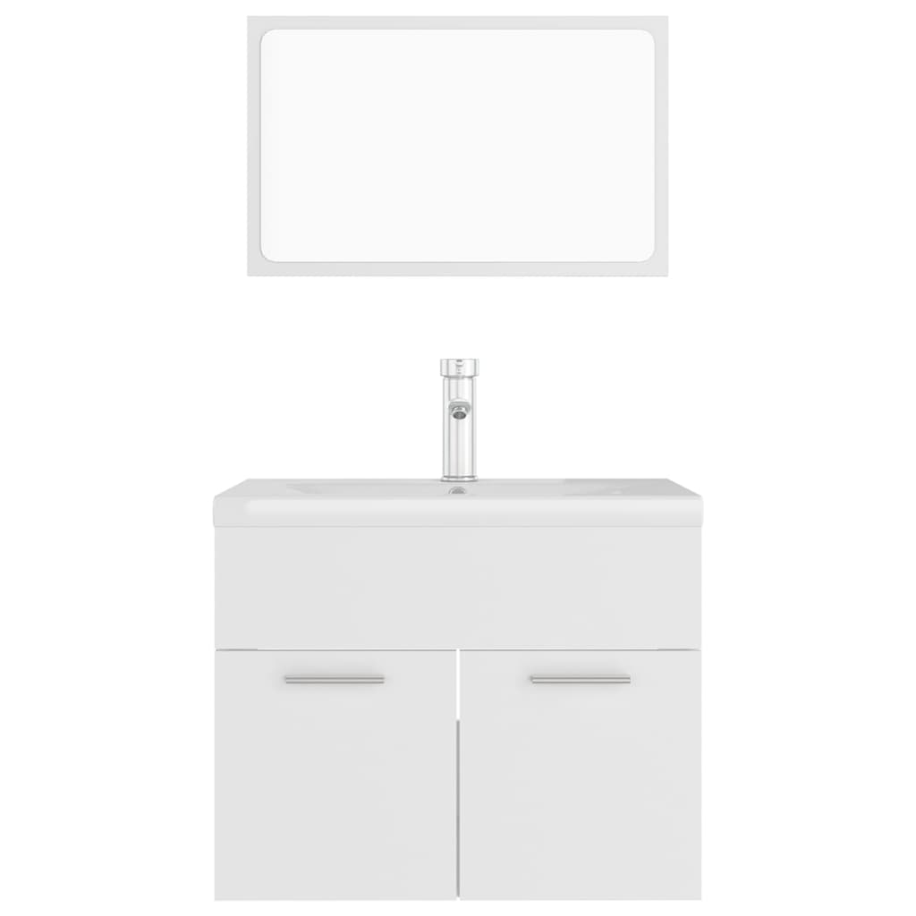 Set Mobili da Bagno Bianco in Legno Multistrato 3071315