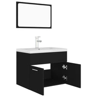 Set Mobili da Bagno Nero in Legno Multistrato