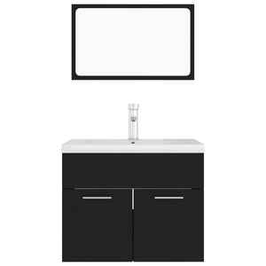 Set Mobili da Bagno Nero in Legno Multistrato 3071316