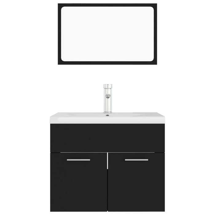 Set Mobili da Bagno Nero in Legno Multistrato