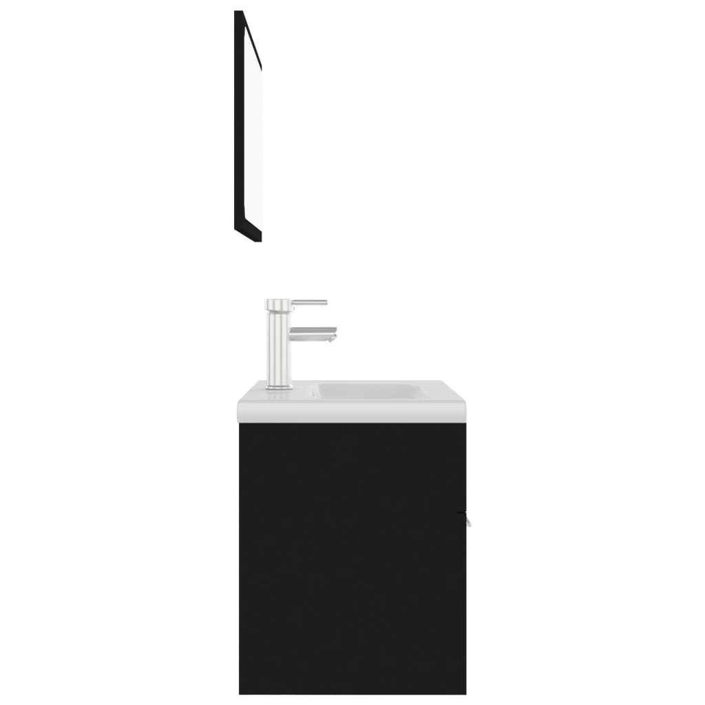 Set Mobili da Bagno Nero in Legno Multistrato